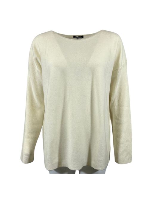 WOMEN'S CREAM BOAT-NECK SWEATER ESSENTIEL STUDIO | LMD033PANNA